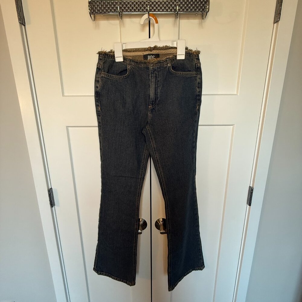 BDG Urban Outfitters Women's Low Rise Flare Jeans Size 26 Blue Frayed Waistband